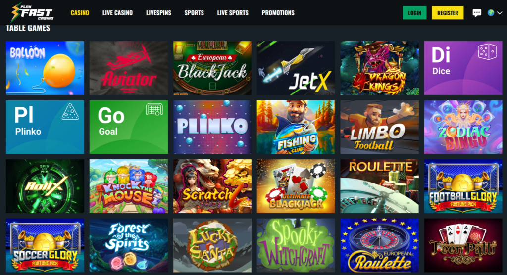 Playfast Casino Table Games