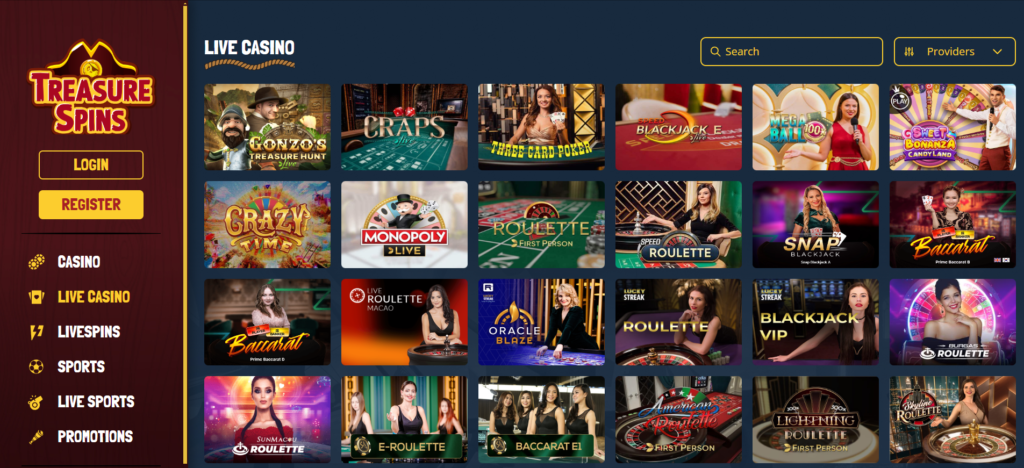 Treasure Spins Casino Live Casino